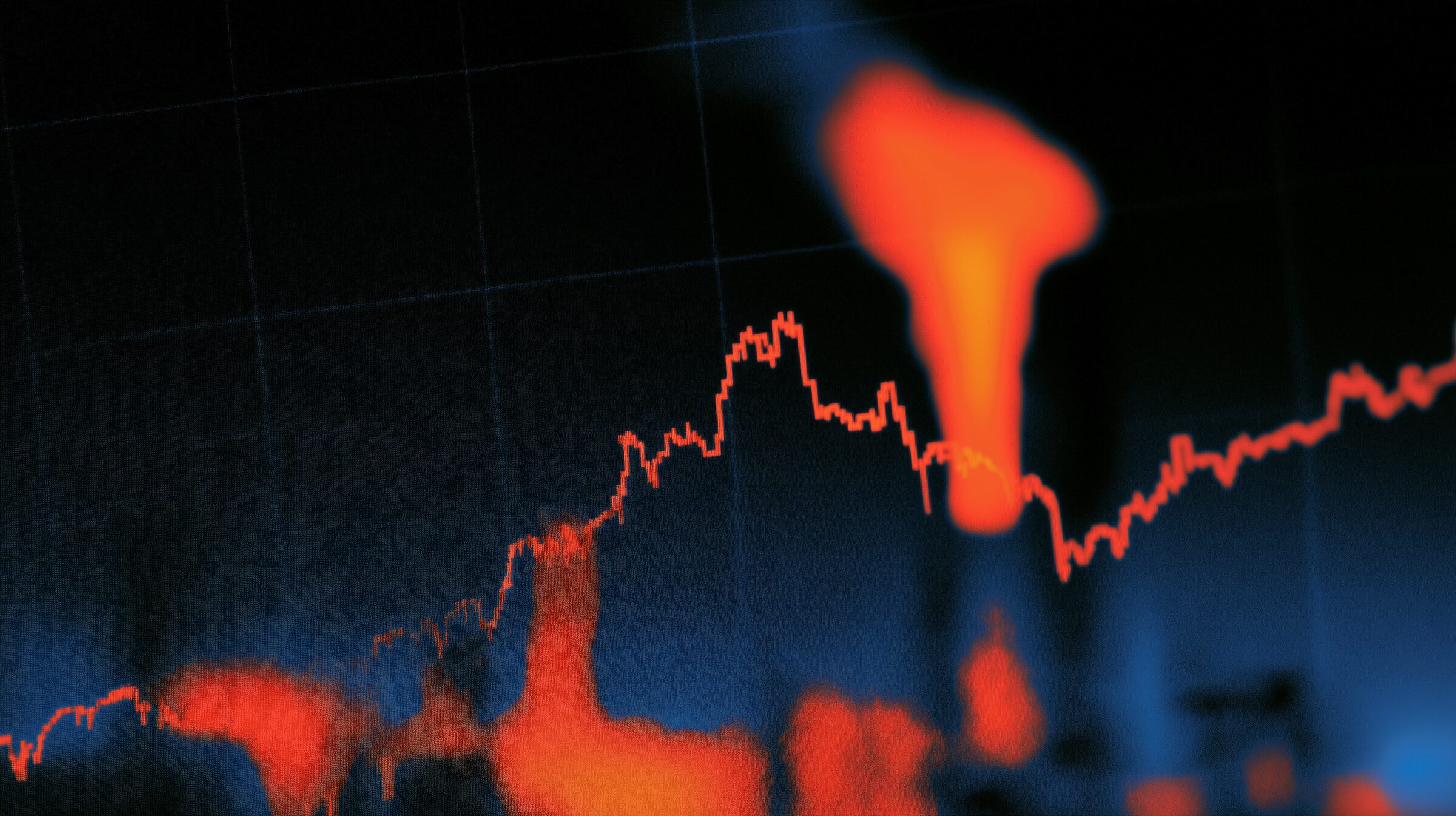 Thermal imaging of a trading floor with price charts
