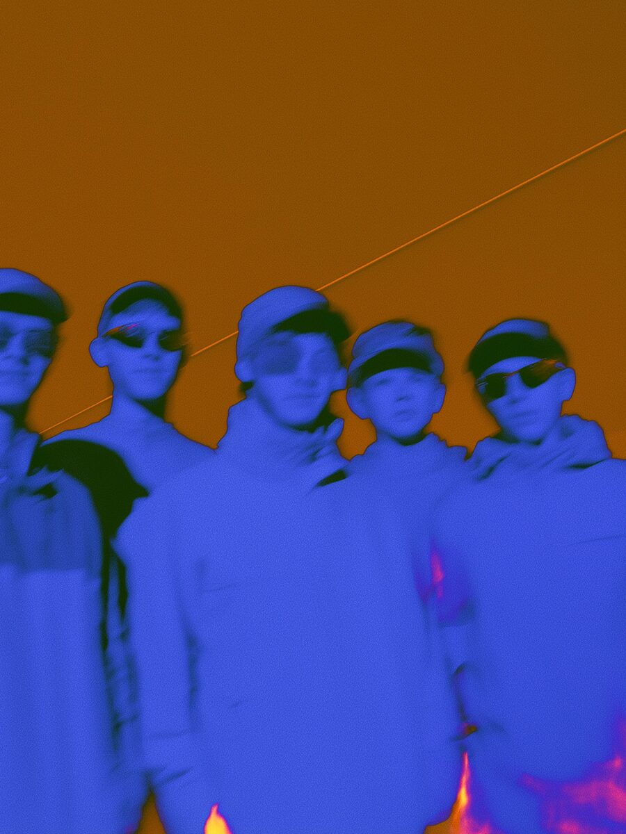 Thermal image of a group of people